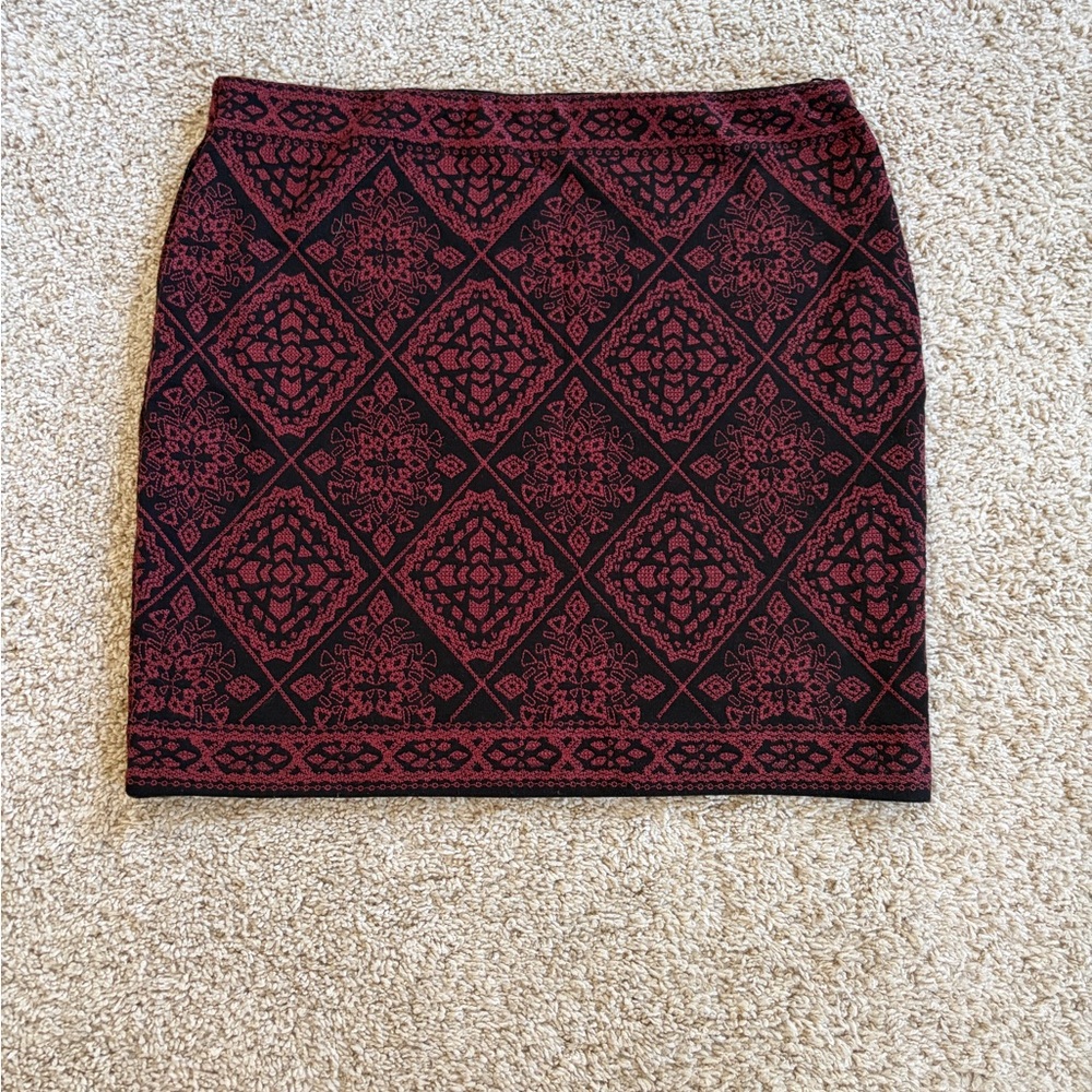 Search for Sanity Black and Red Geometric Pencil Skirt